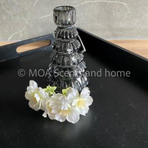 Kandelaar glas, kerstboom smokey
