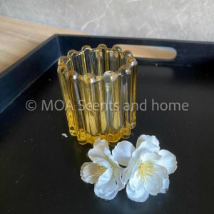 Glazen waxine houder, amber