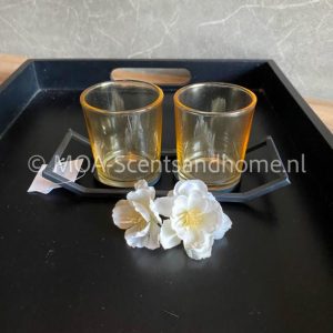 Waxine lichtjes glas op frame