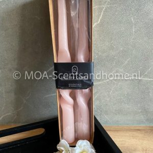 Kaars gedraaid in doos wit, rose (2 stuks)