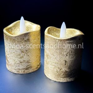 Hoge Theelichtjes goud LED (2 stuks)