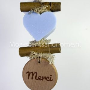 Zeepketting 1 blauw hart marine "Merci"